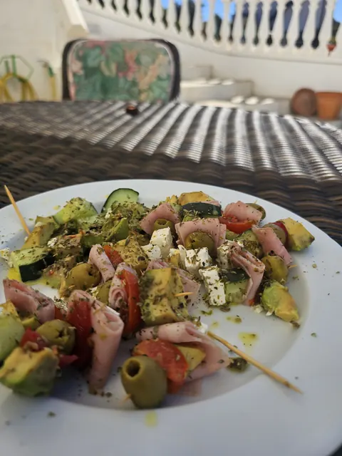 A colourful meal served on the terrace at the Let’s Ride Portugal base in Rasmalho.