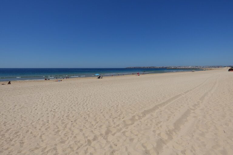 Praia de Alvor, Algarve. Open sand beside the Alvor estuary.