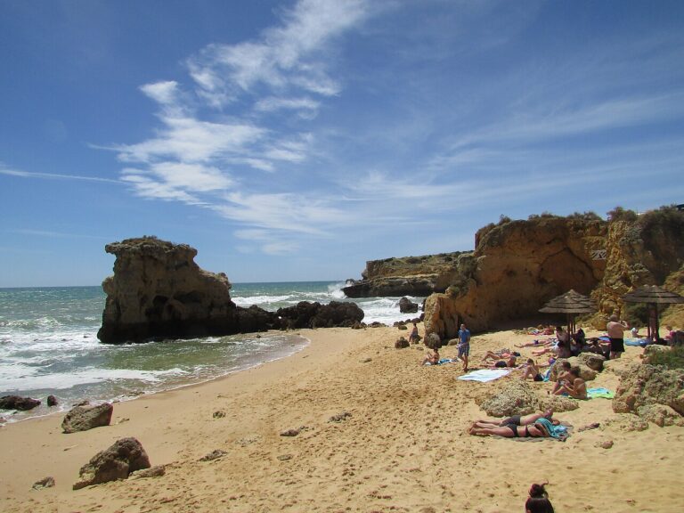 Praia dos Arrifes, Algarve. Sea stacks close to the sand.