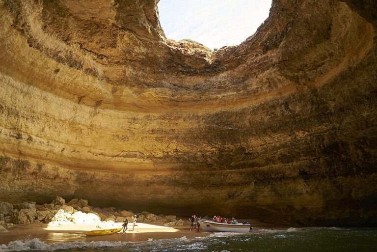 Benagil cave, Algarve. The skylight in the limestone coast.