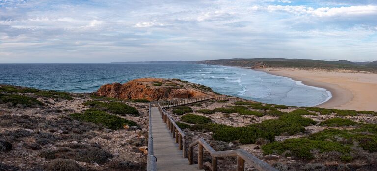 Praia da Bordeira, Algarve. Dunes, a wide beach and Atlantic surf.
