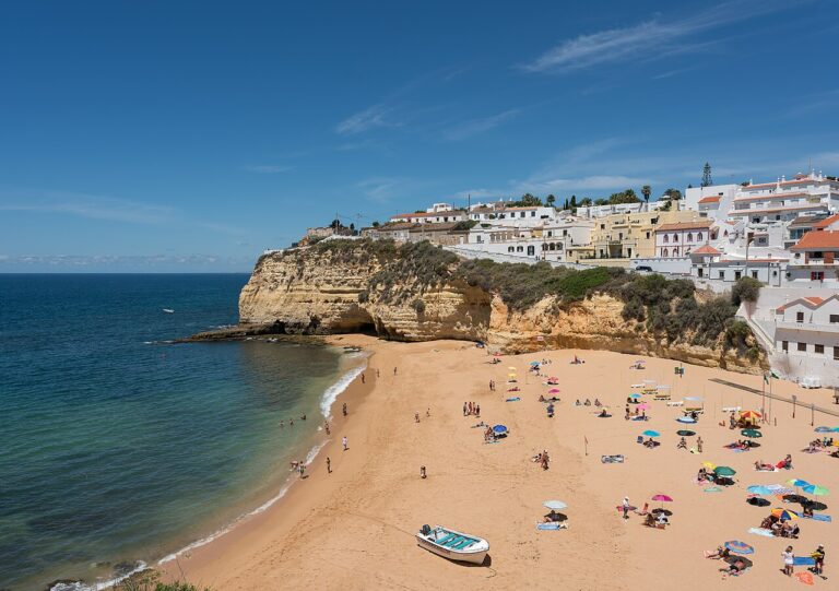 Praia do Carvoeiro, Algarve. A beach right in the village.