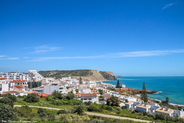 Praia da Luz, Algarve. The beach beneath the Rocha Negra.
