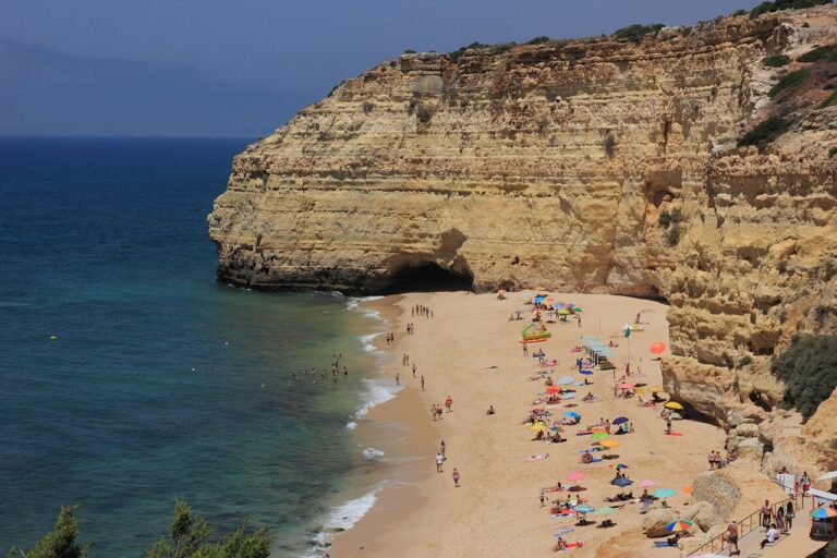 Praia de Vale Centeanes, Algarve. A pocket of sand under high limestone.