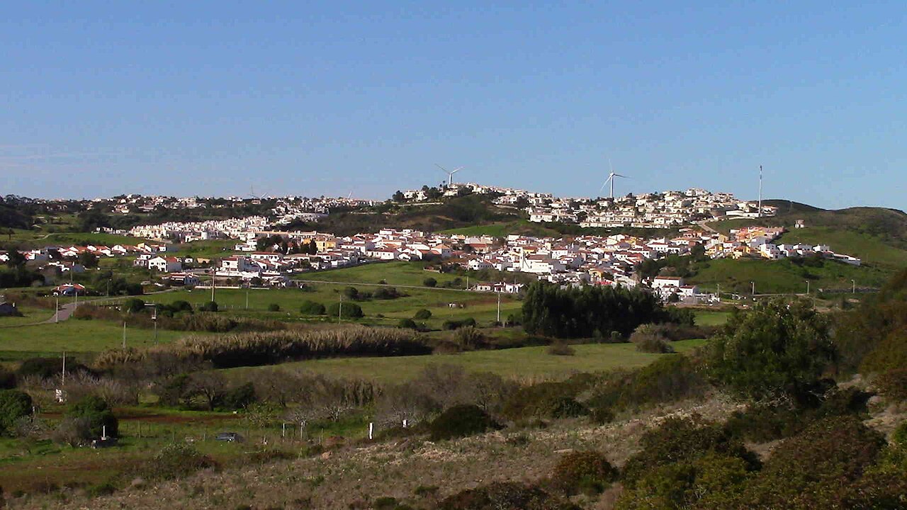 Budens village across the green countryside of the western Algarve.