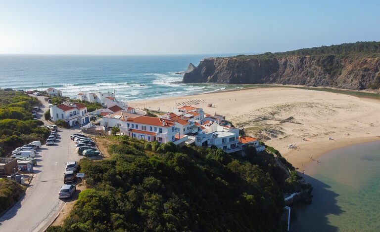 Praia de Odeceixe, Algarve. A river bend meeting the Atlantic.