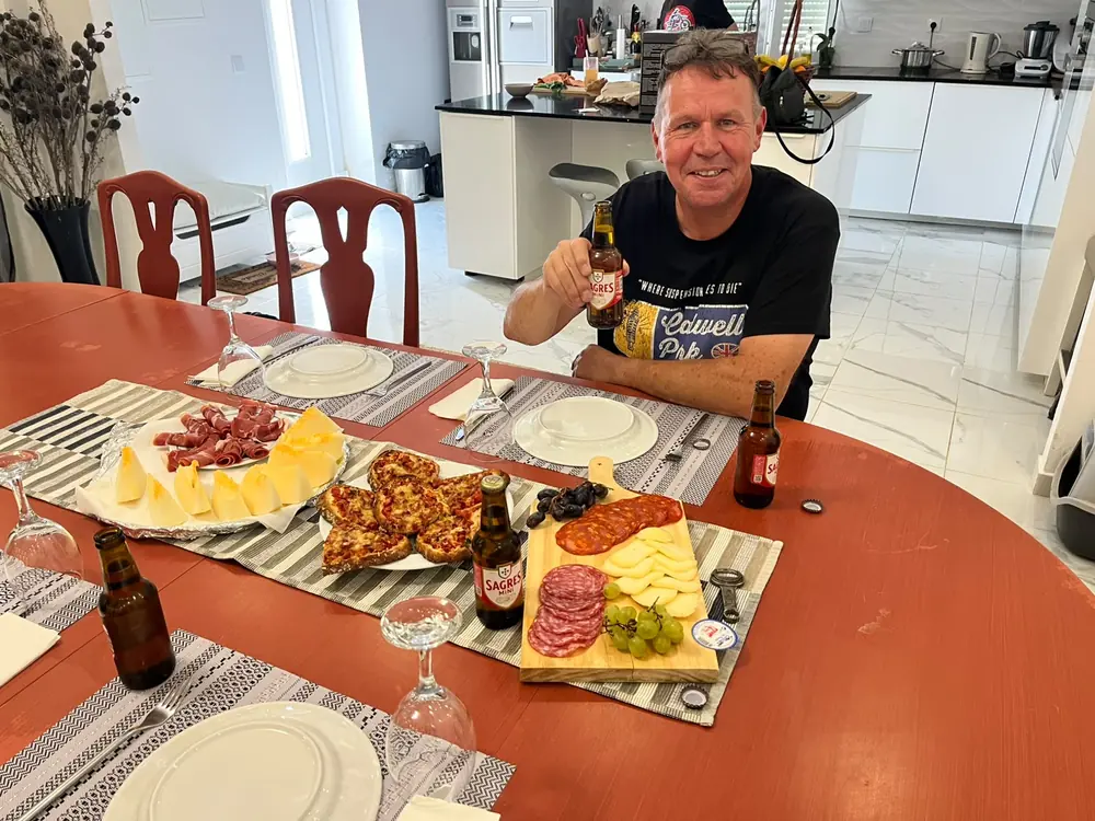 A guest enjoying a meal at the Let’s Ride Portugal base